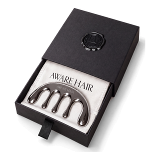 Stainless steel scalp gua sha with pouch in gift box