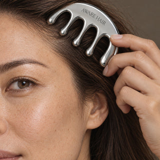 Scalp massage lifestyle, close-up